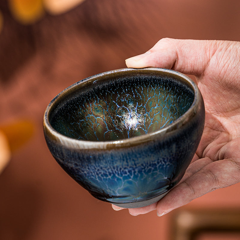 星窯 七彩宝莲花建盞 純手工製作 茶杯 咖啡杯 主人杯