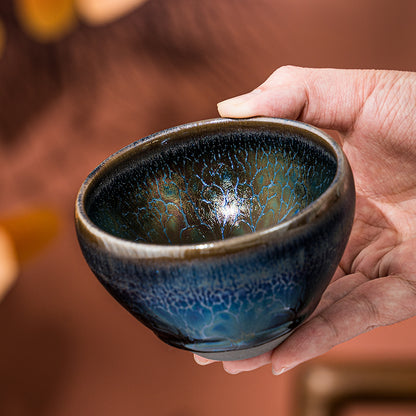 星窯 七彩宝莲花建盞 純手工製作 茶杯 咖啡杯 主人杯