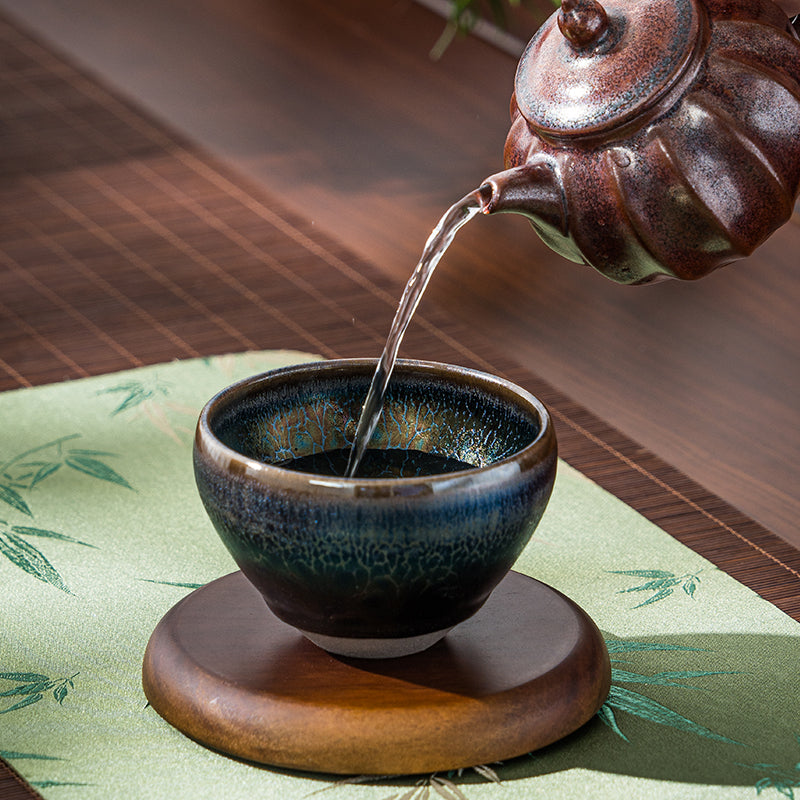 星窯 七彩宝莲花建盞 純手工製作 茶杯 咖啡杯 主人杯