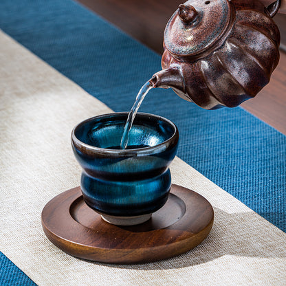 星窯 蓝色银毫 建盞 葫芦 純手工製作 茶杯 咖啡杯 主人杯